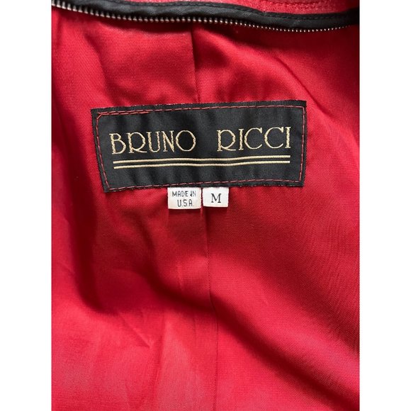 Bruno Ricci Leather Oversized Coat Red Full Jacket - Picture 11 of 13